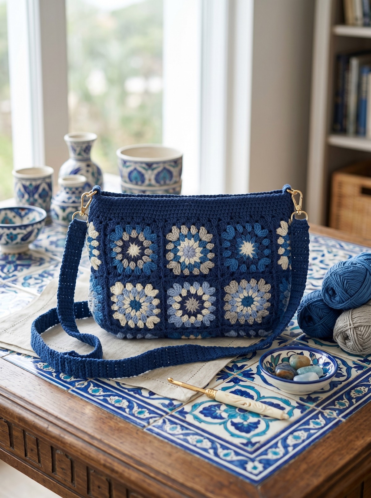 Indigo Garden — Mavi Çiçekli Tote